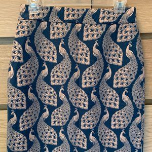 Ann Taylor Peacock Print Sheath Skirt